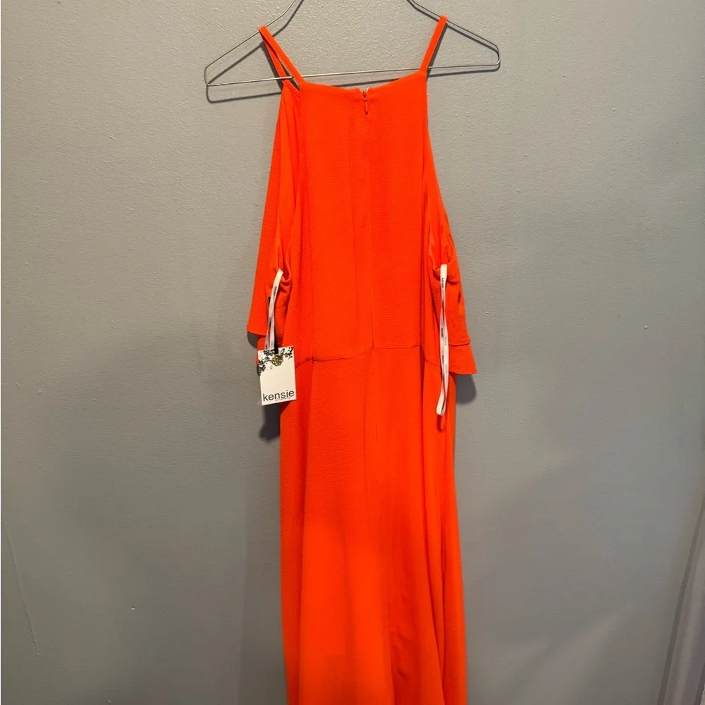 Kensie Orange Asymmetrical Tiered Sundress - Picture 4 of 6